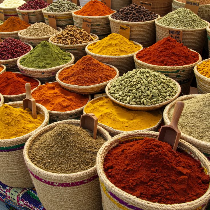 Vibrant Indian spice market with colourful variety