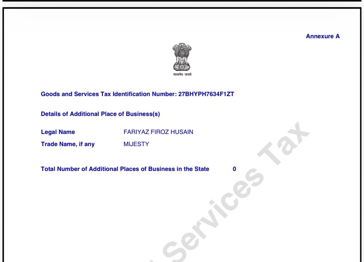 GST Annexure B — Proprietor Details